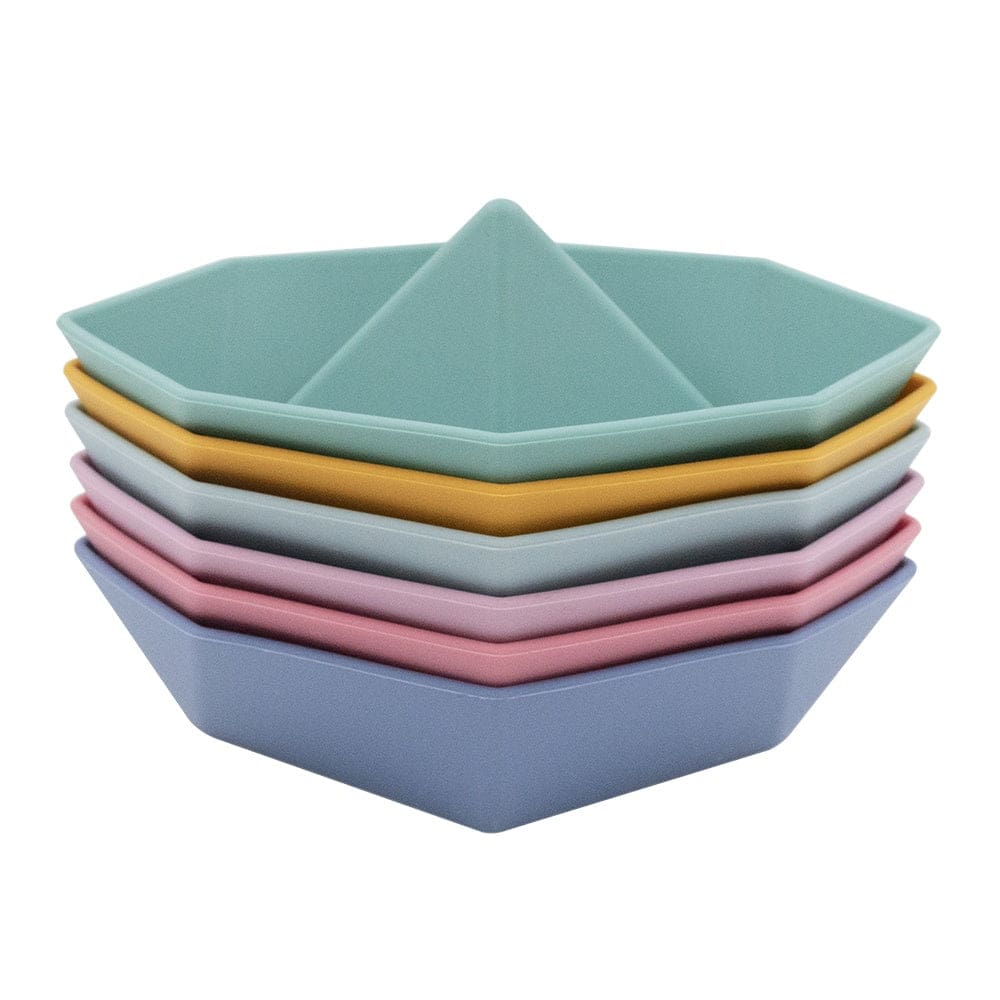 6 Pack Silicone Origami Bath Boats - Bath Toys