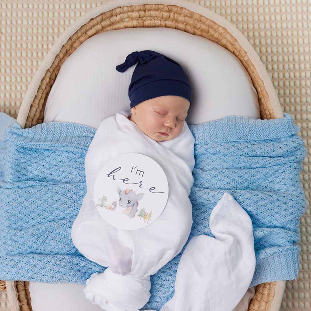 Baby Blue Diamond Knit Organic Baby Blanket - Blankets