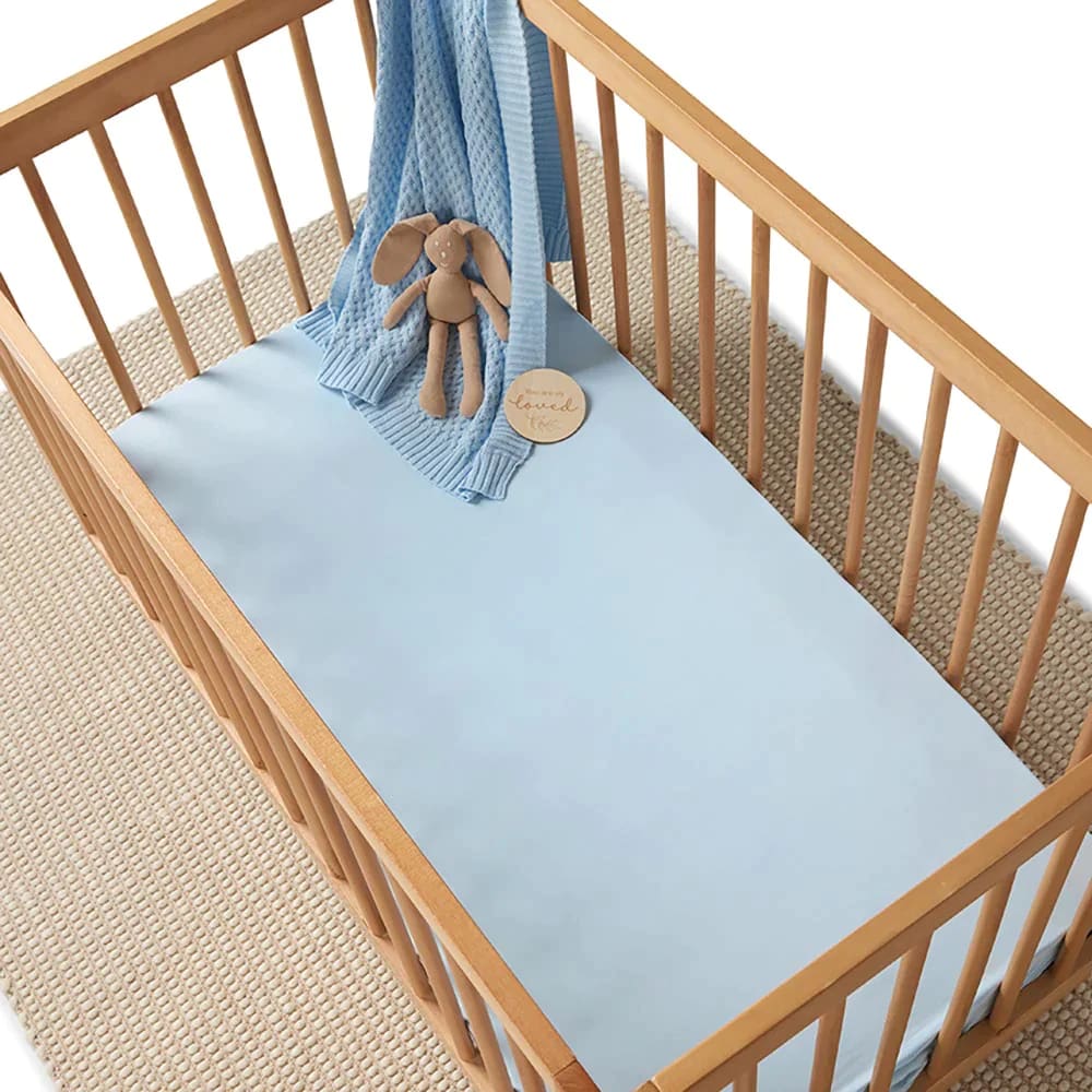 Baby Blue Organic Fitted Cot Sheet - Bassinet &amp; Cot Sheets