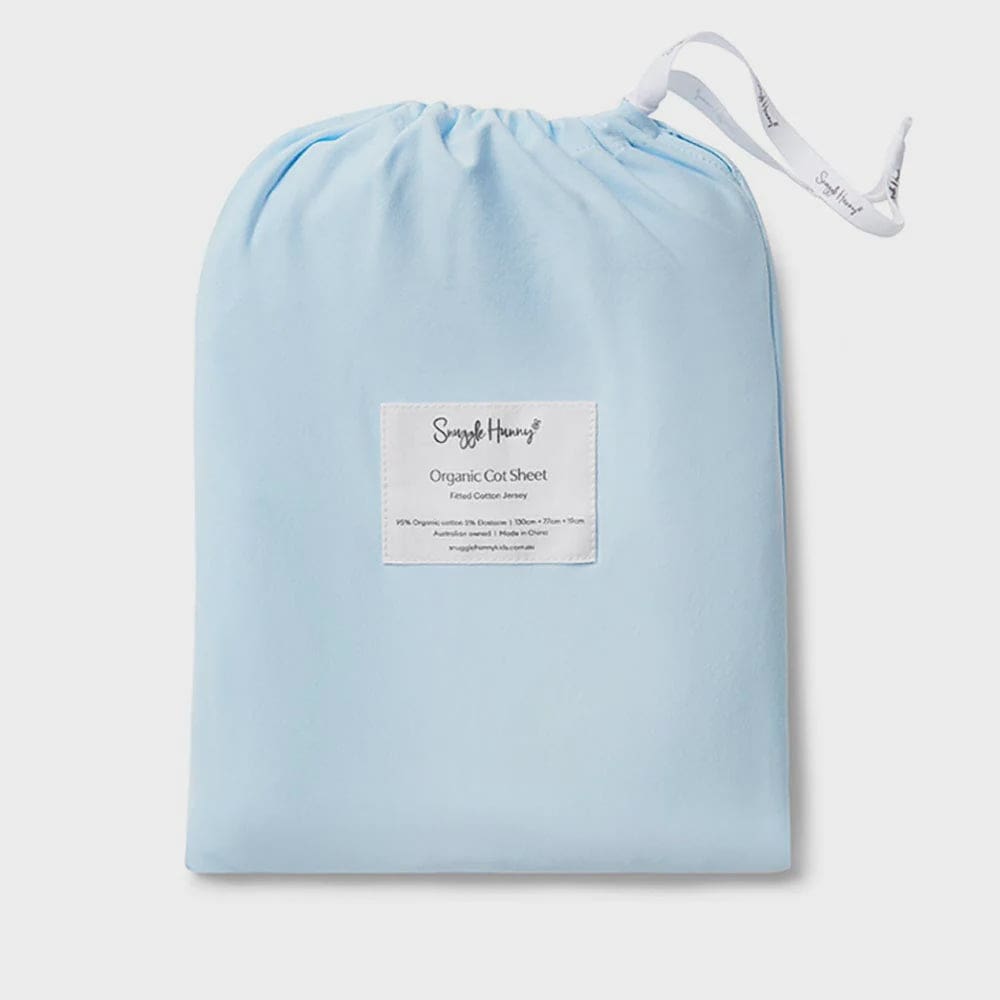 Baby Blue Organic Fitted Cot Sheet - Bassinet &amp; Cot Sheets