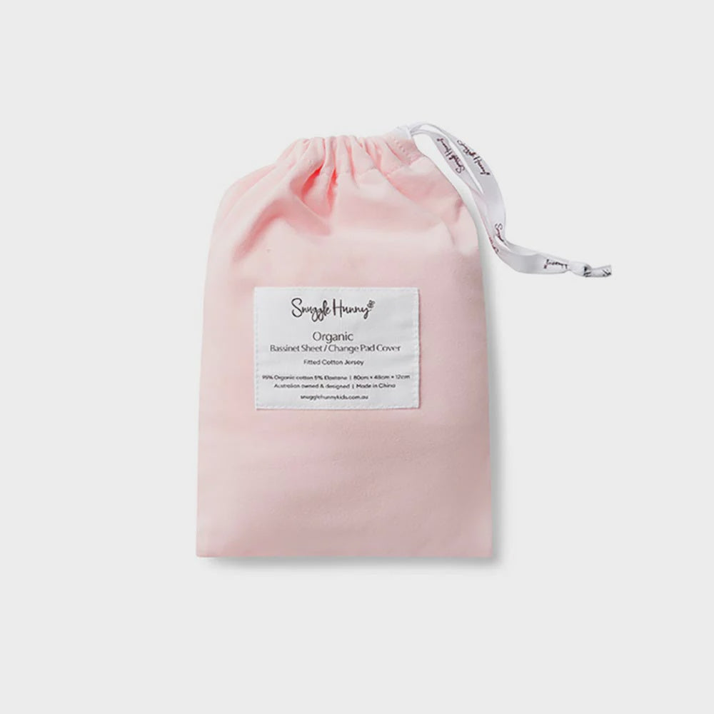 Baby Pink Organic Bassinet Sheet/Change Pad Cover - Bassinet & Cot Sheets