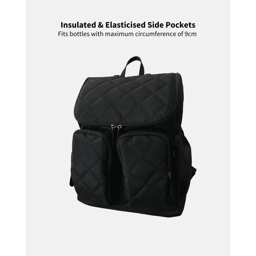 Black Quilt Nappy Backpack - Oi Oi - Mum