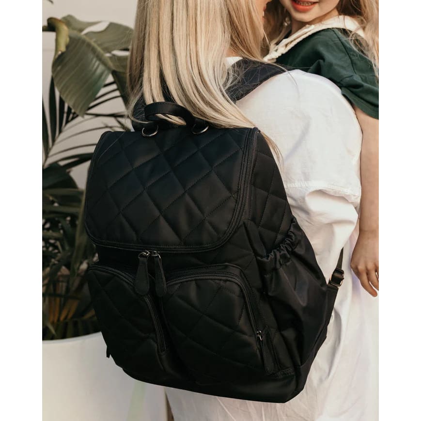 Black Quilt Nappy Backpack - Oi Oi - Mum
