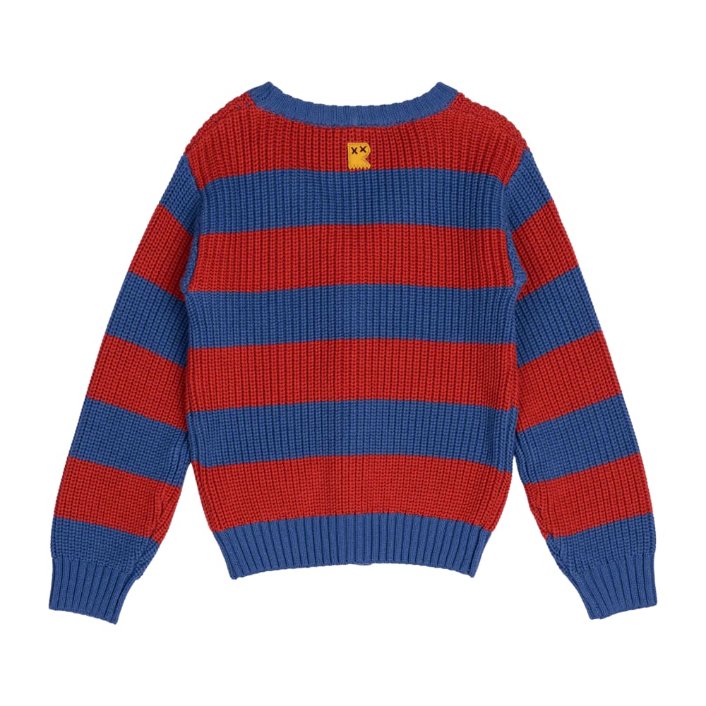 Blue and Red Stripe Knit Cardigan - Boys Clothing