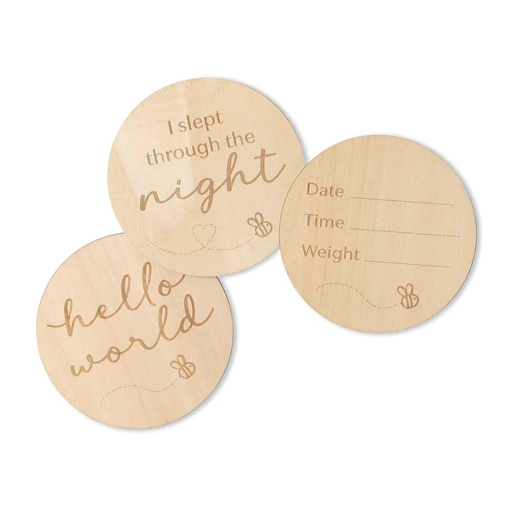 Busy Bee Wooden Milestone Cards - Birth Announcements
