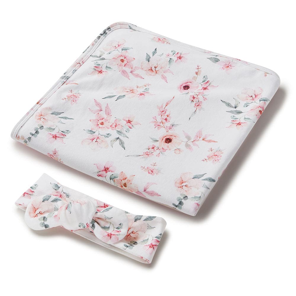 Camille - Organic Jersey Wrap &amp; Topknot Set - Muslins Wraps &amp; Swaddles