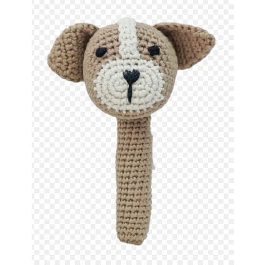 Crochet Hand Rattle - Petite Vous - Parker Puppy - Baby Rattles