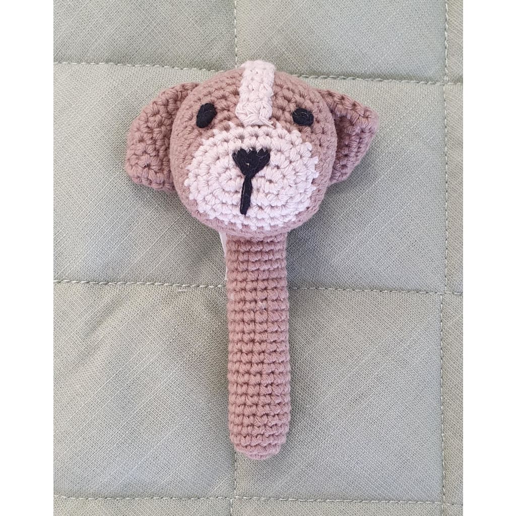 Crochet Hand Rattle - Petite Vous - Parker Puppy - Baby Rattles