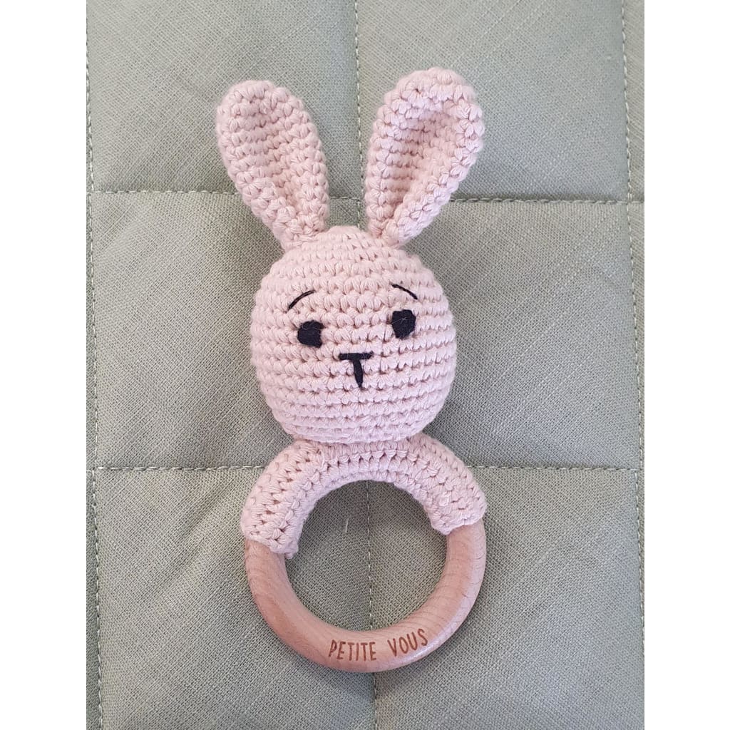 Crochet Ring Rattle- Petite Vous - Brodie Bunny - Baby Rattles