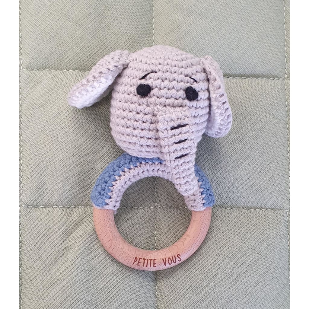 Crochet Ring Rattle- Petite Vous - Ellis Elephant - Baby Rattles
