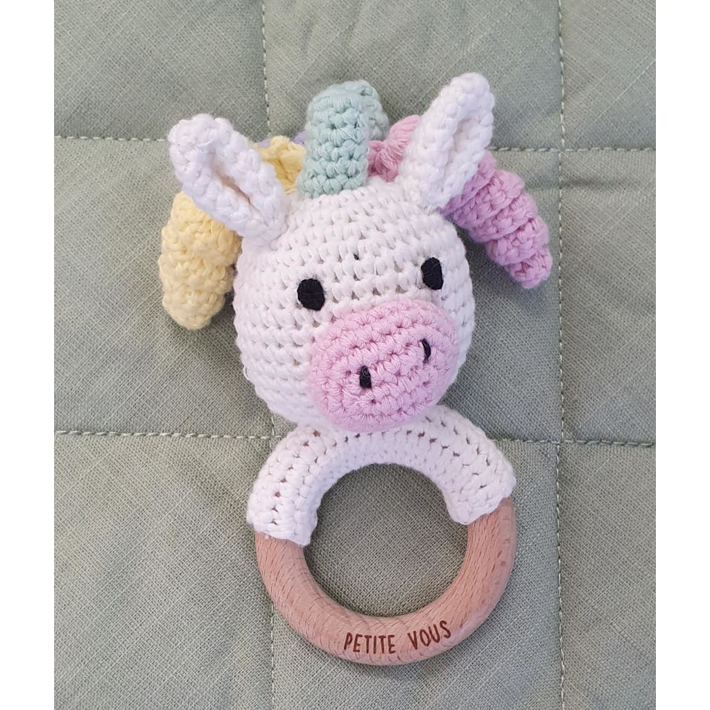 Crochet Ring Rattle- Petite Vous - Isla Unicorn - Baby Rattles