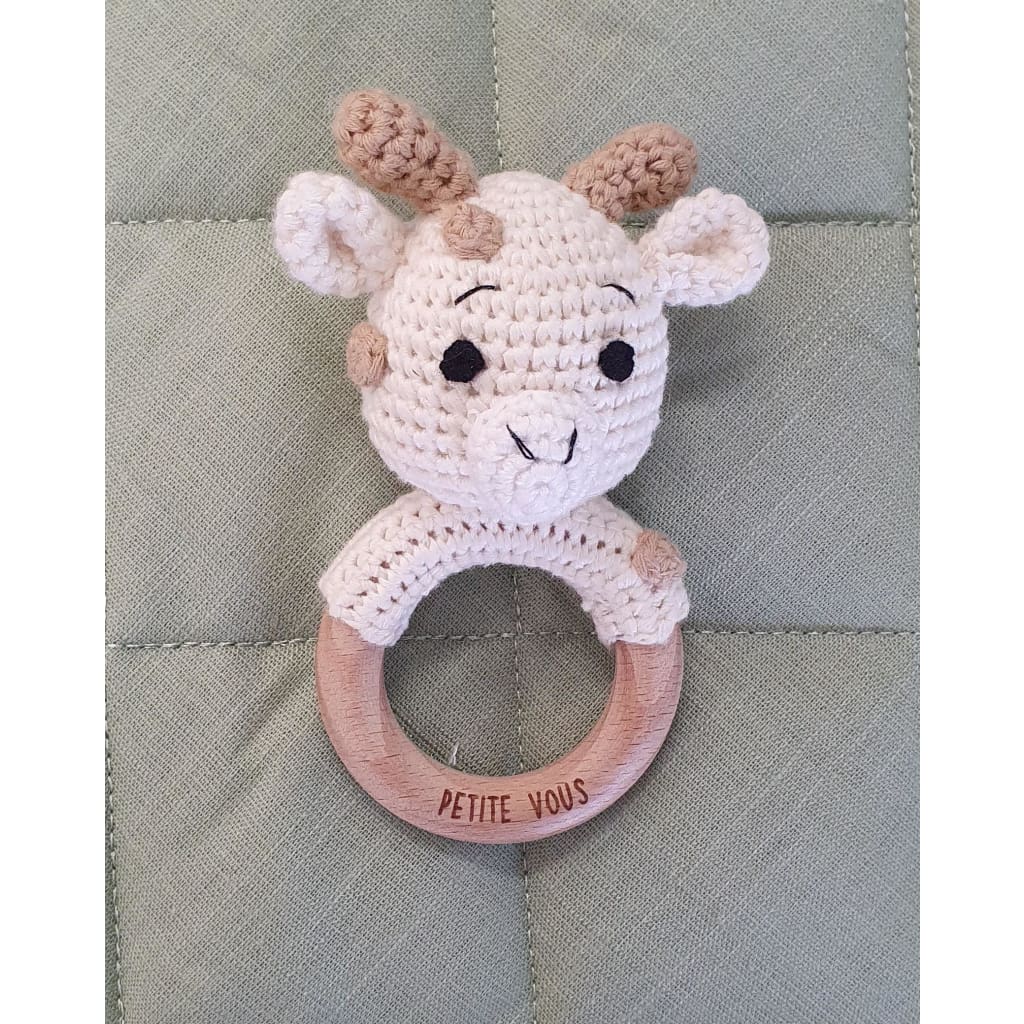 Crochet Ring Rattle- Petite Vous - Percy Giraffe - Baby Rattles