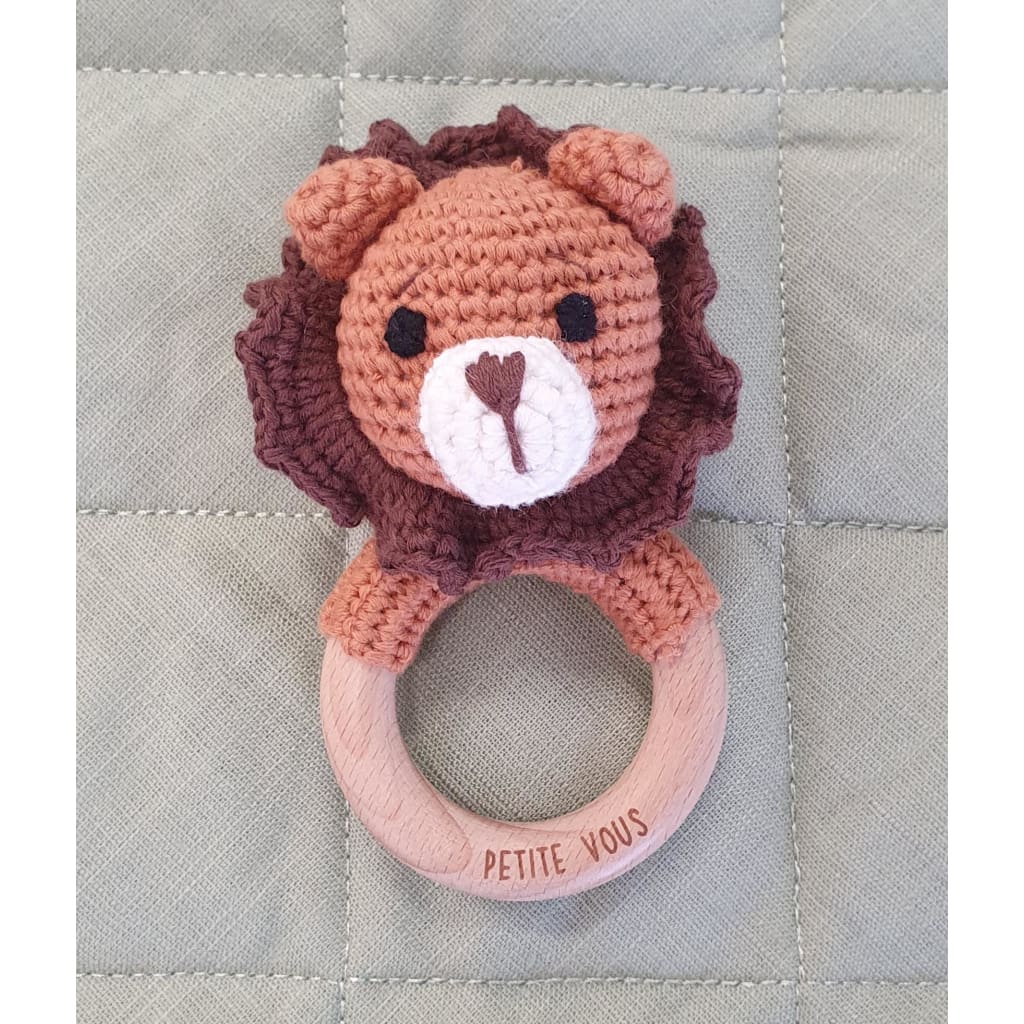 Crochet Ring Rattle- Petite Vous - Roary Lion - Baby Rattles