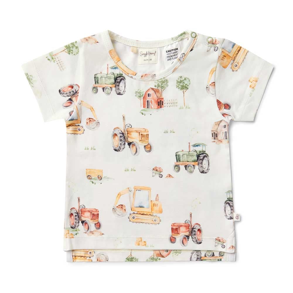 Diggers & Tractors Organic T - Shirt - Baby Boy Clothing