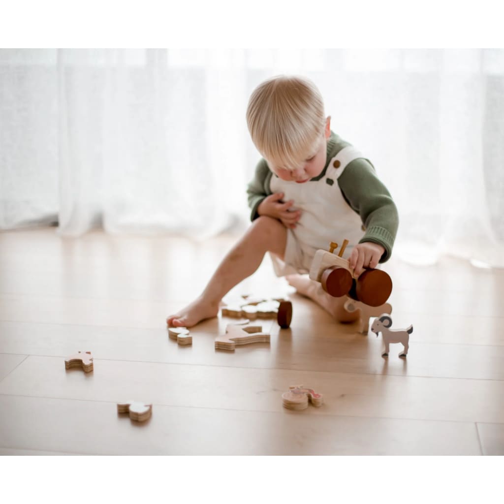 Farm Animals &amp; Tractor Set - Wooden Toys