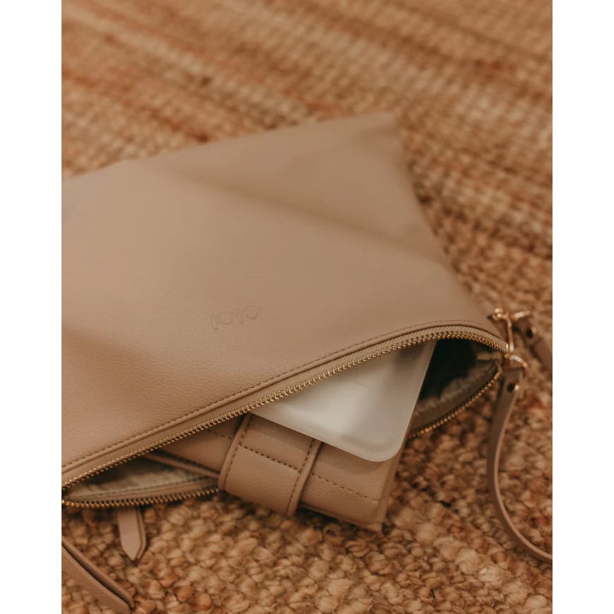Faux Leather Nappy Changing Pouch - Oat - For Mum