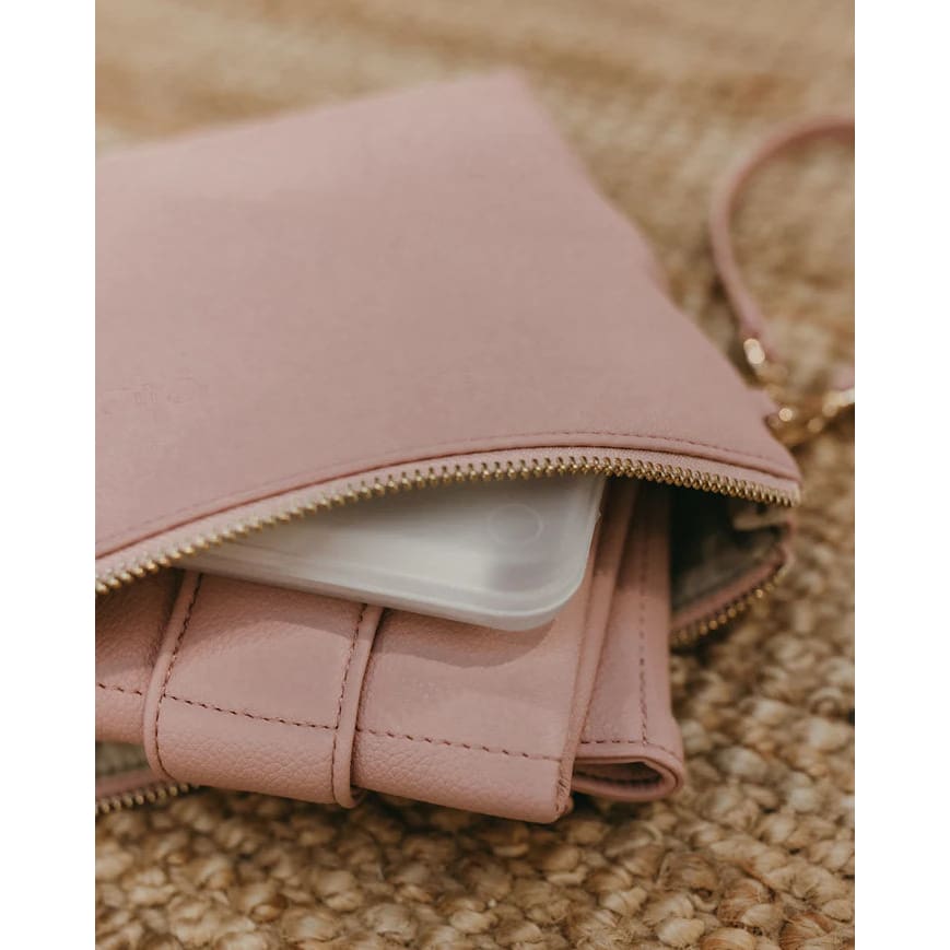 Faux Leather Nappy Changing Pouch - Pink - For Mum