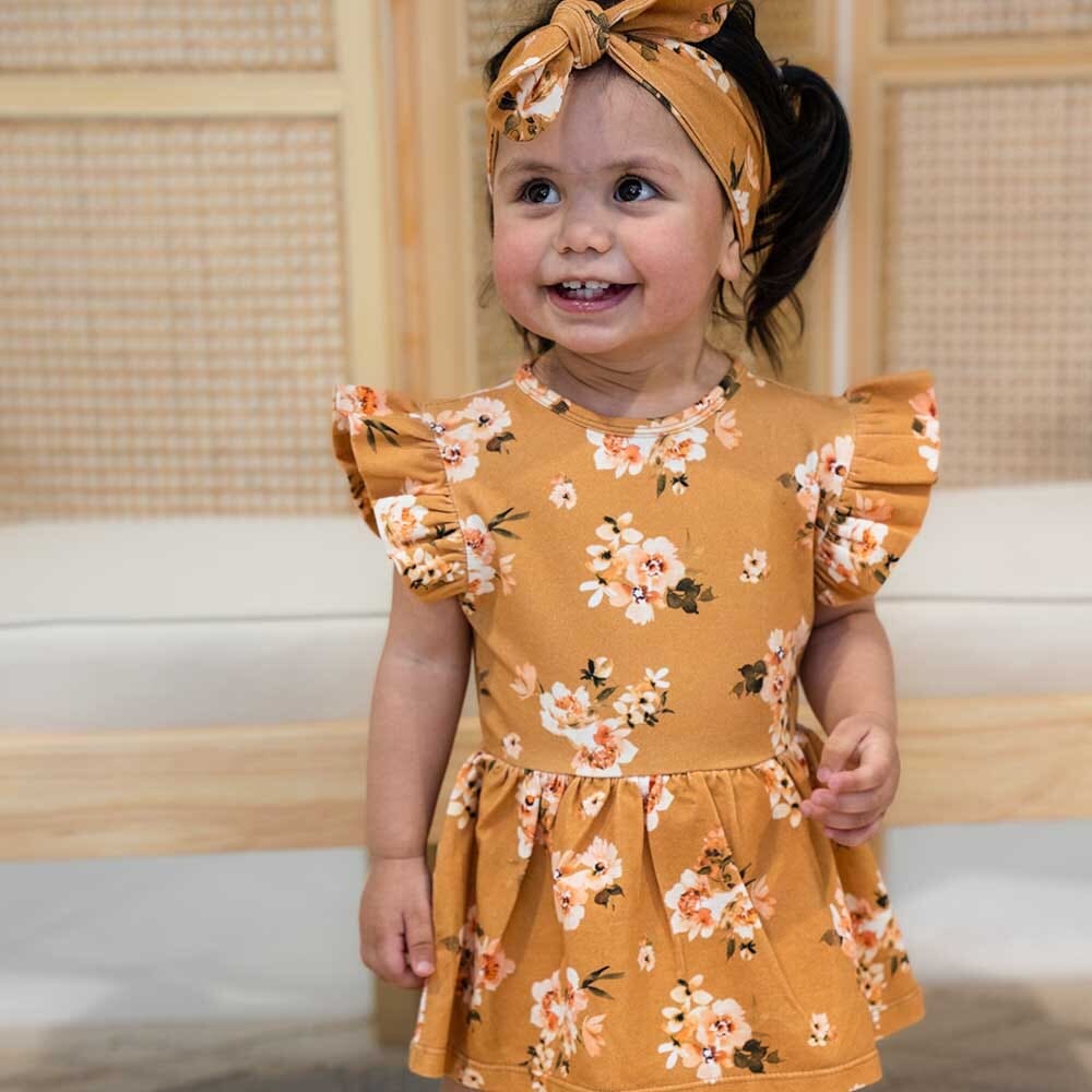 Golden Flower Dress - Baby Clothes