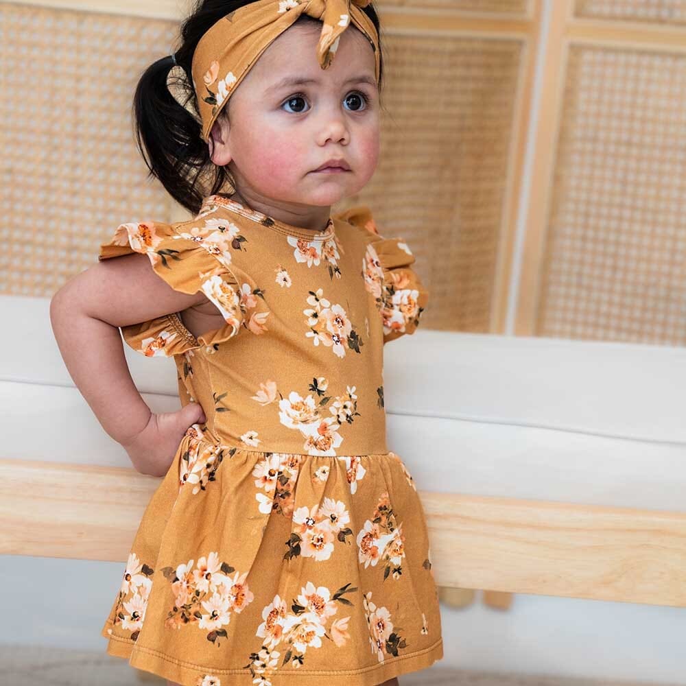 Golden Flower Dress - Baby Clothes