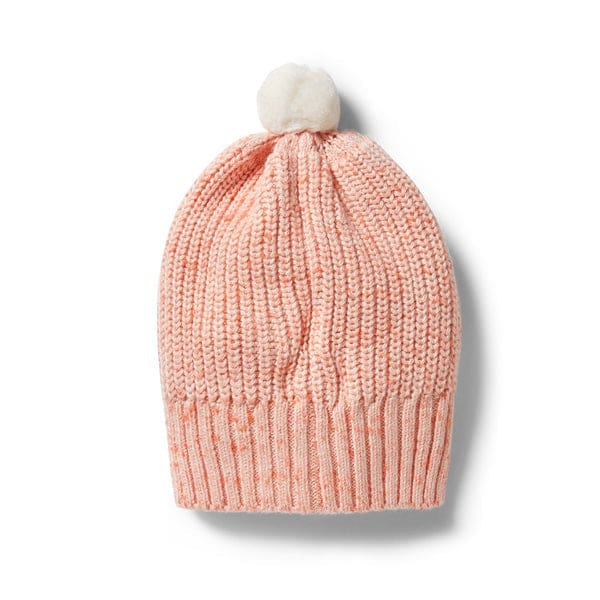 Knitted Rib Hat/Beanie - Silver Peony Fleck - Baby Clothes