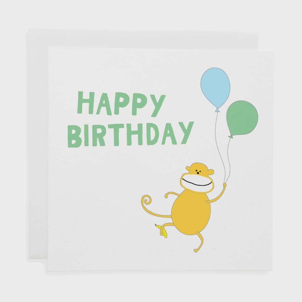 Monkey Birthday Card - Greeting Cards