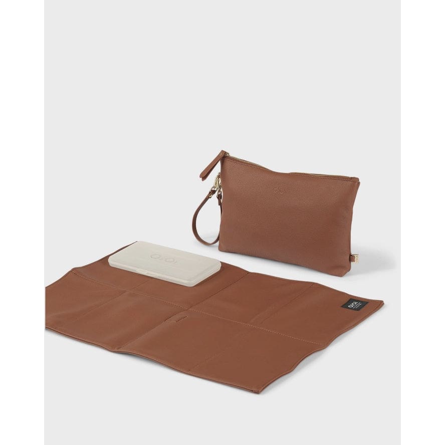 Nappy Changing Pouch - Chestnut Brown Vegan Leather For Mum