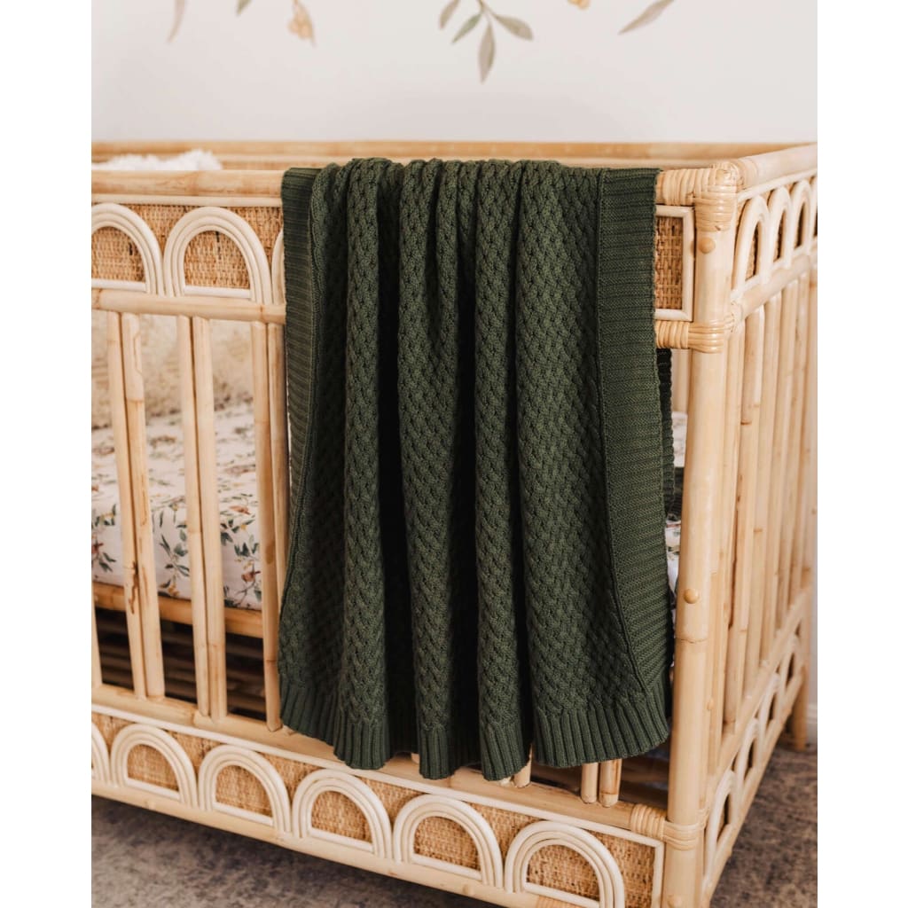 Olive - Diamond Knit Baby Blanket - Sleep>Blankets