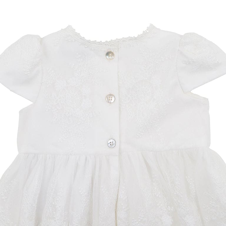 Open Back Christening Dress with Bloomers - Girls Baby Clothing
