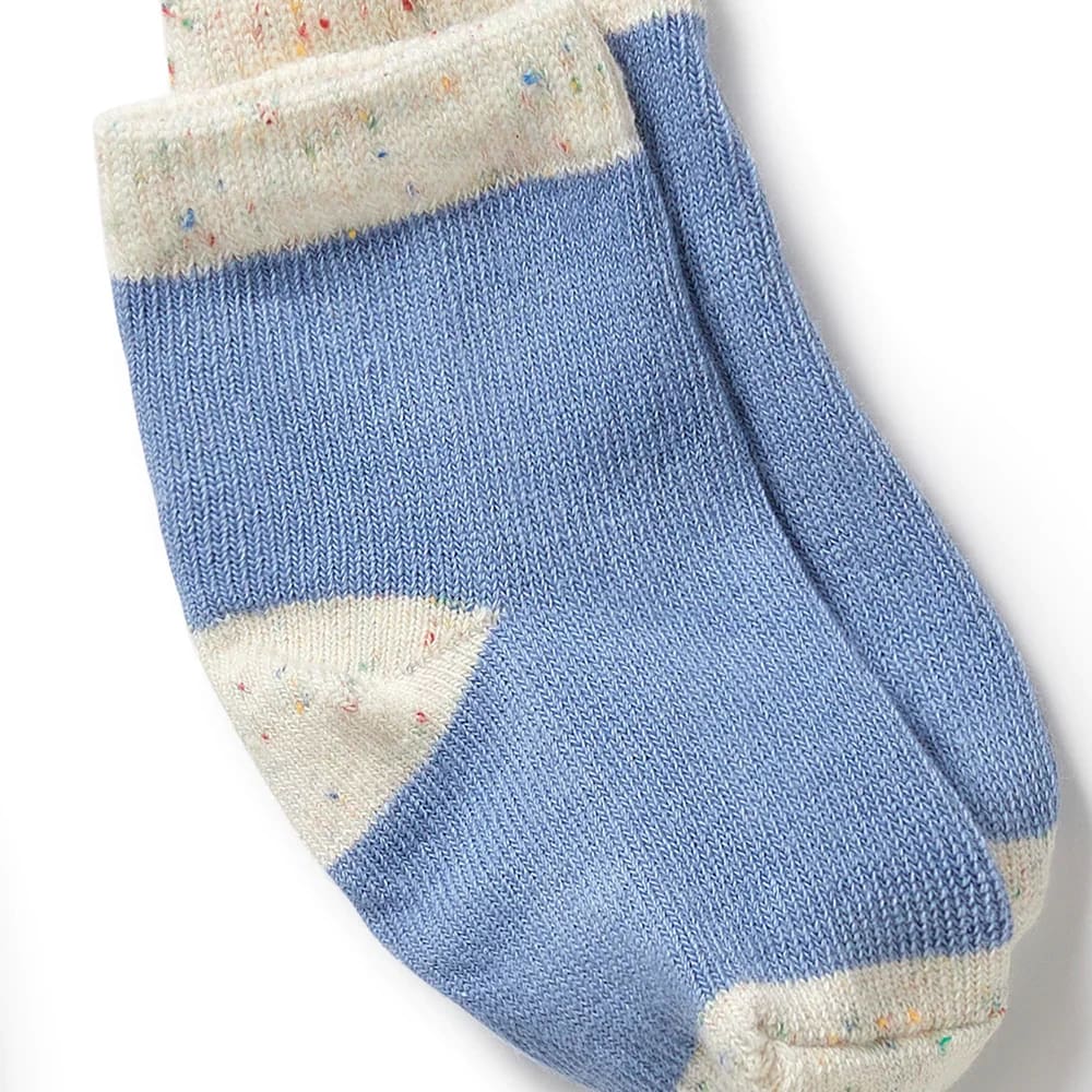 Organic 3 Pack Baby Socks - Endive Bluebell Blue