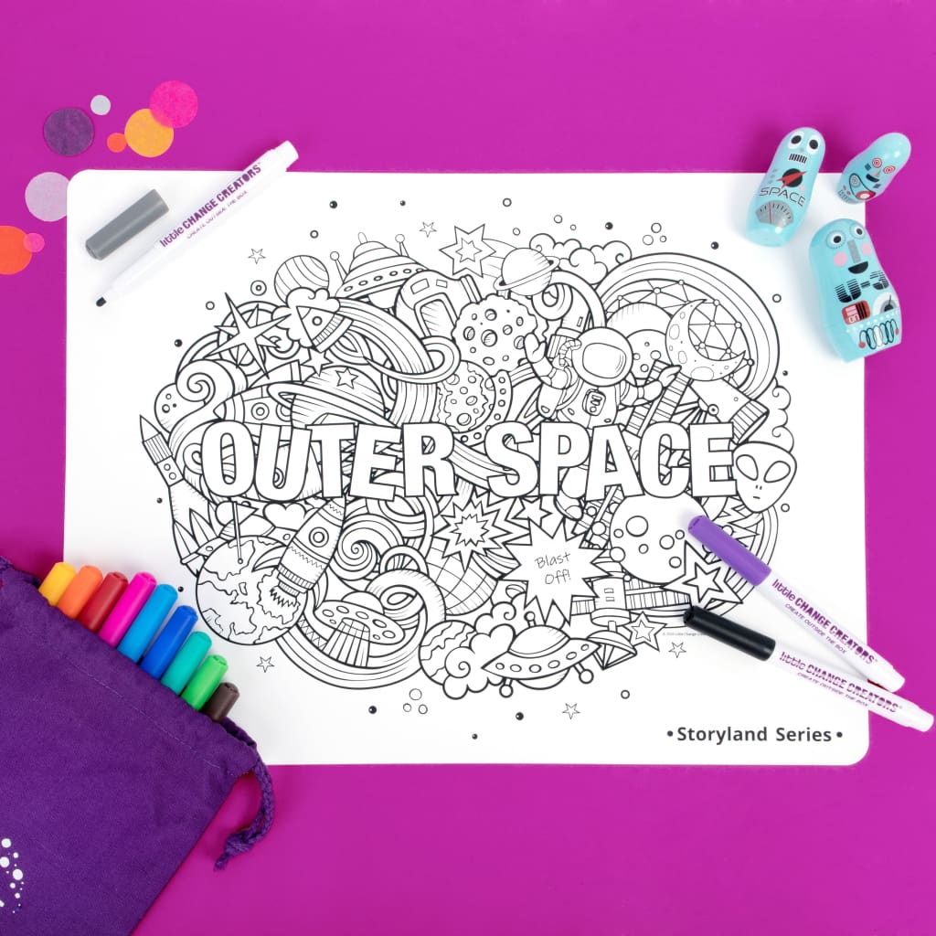 OUTER SPACE Re-FUN-able Colouring Set - Arts &amp; Crafts