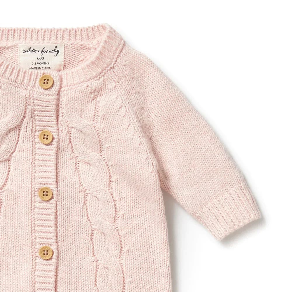 Pink Knitted Cable Growsuit - Baby Girl Clothing