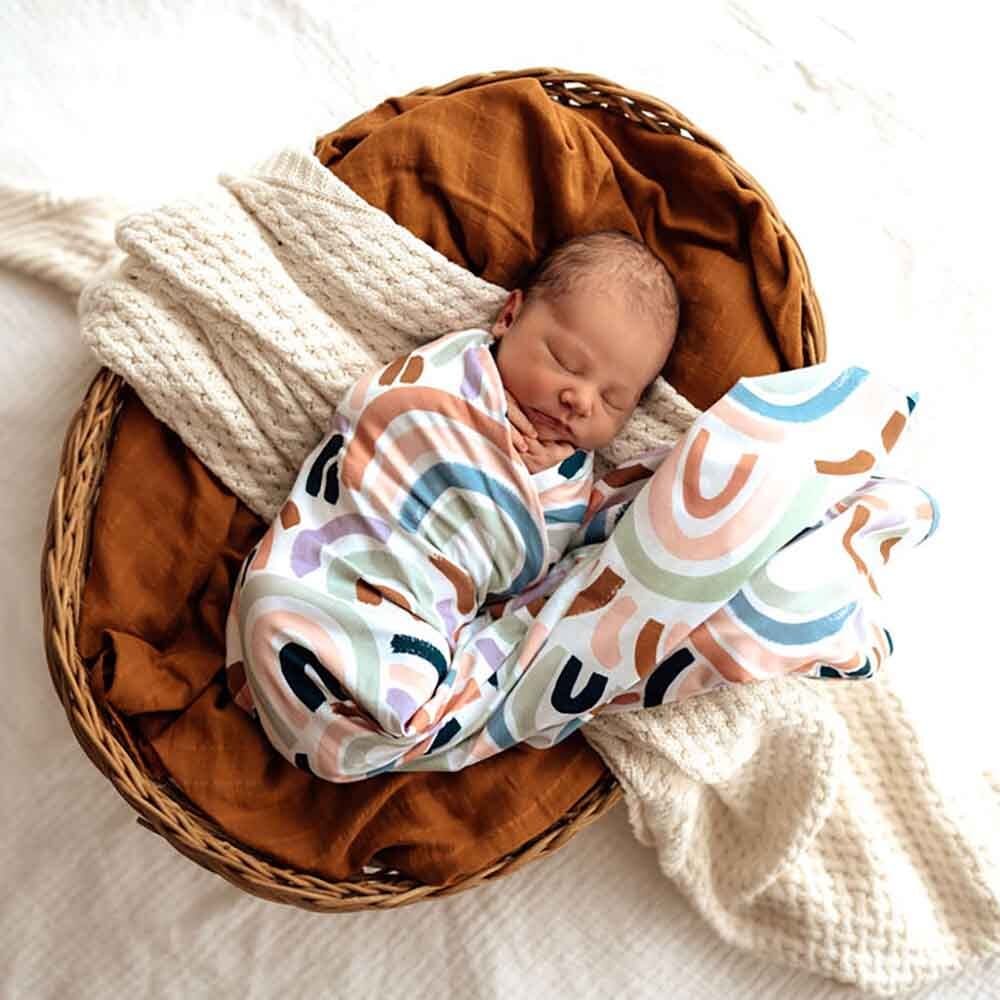 Rainbow Baby Organic Jersey Wrap &amp; Beanie Set - Muslins Wraps &amp; Swaddles
