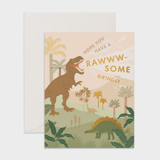 Rawww-some Birthday Dinos Greeting Card - Greeting Cards