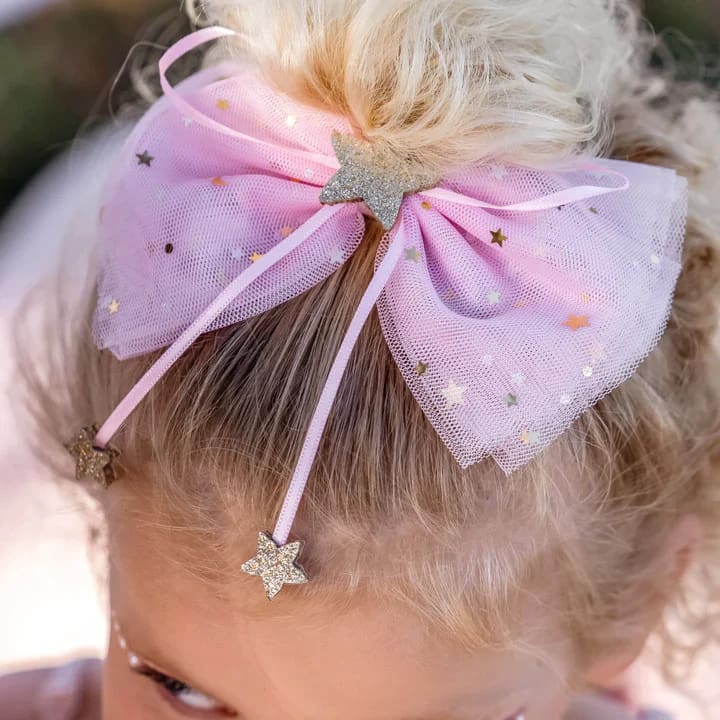 Reach For The Stars Pink Bow Hair Clip - Hair Accessories