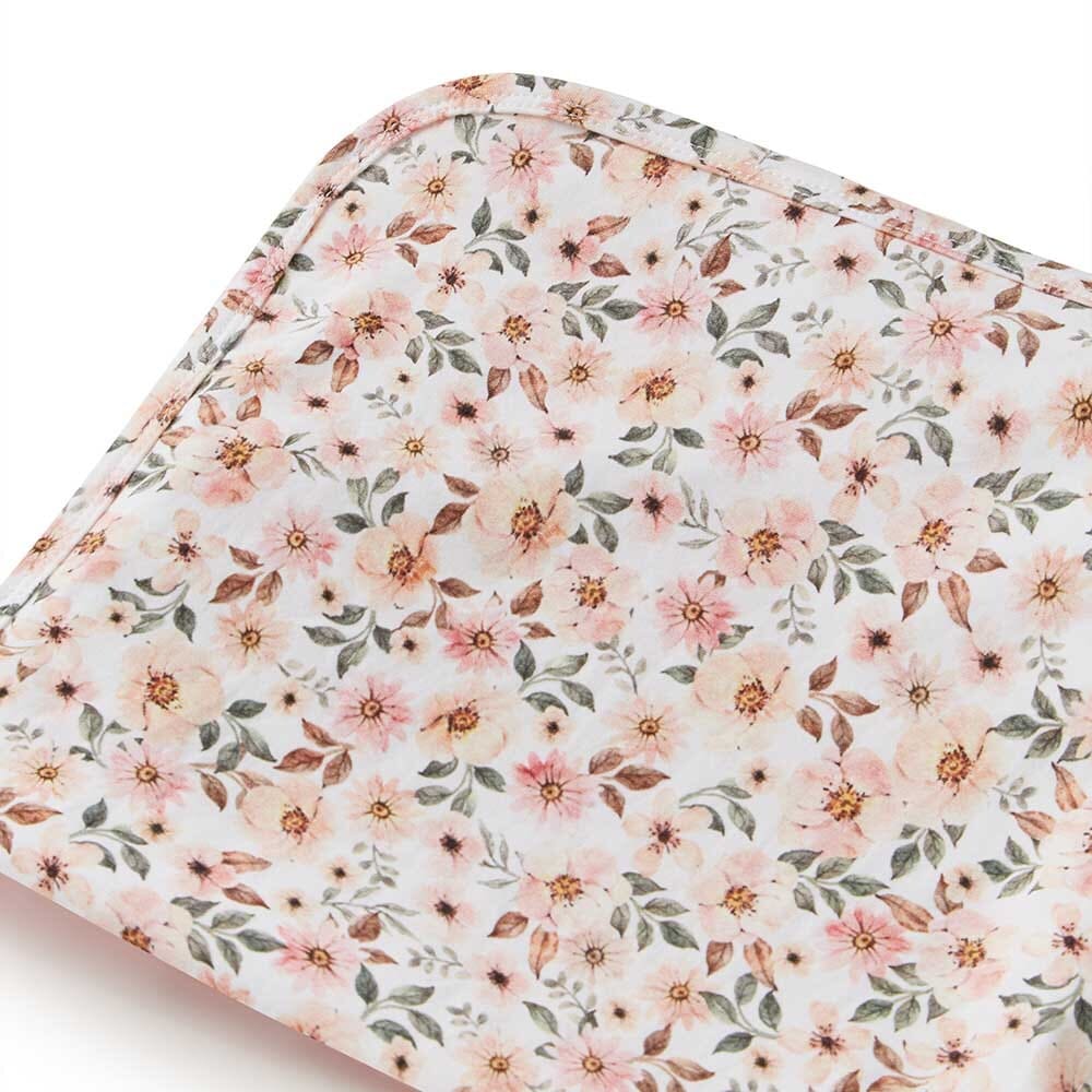 Spring Floral - Organic Jersey Wrap &amp; Topknot Set - Muslins Wraps &amp; Swaddles