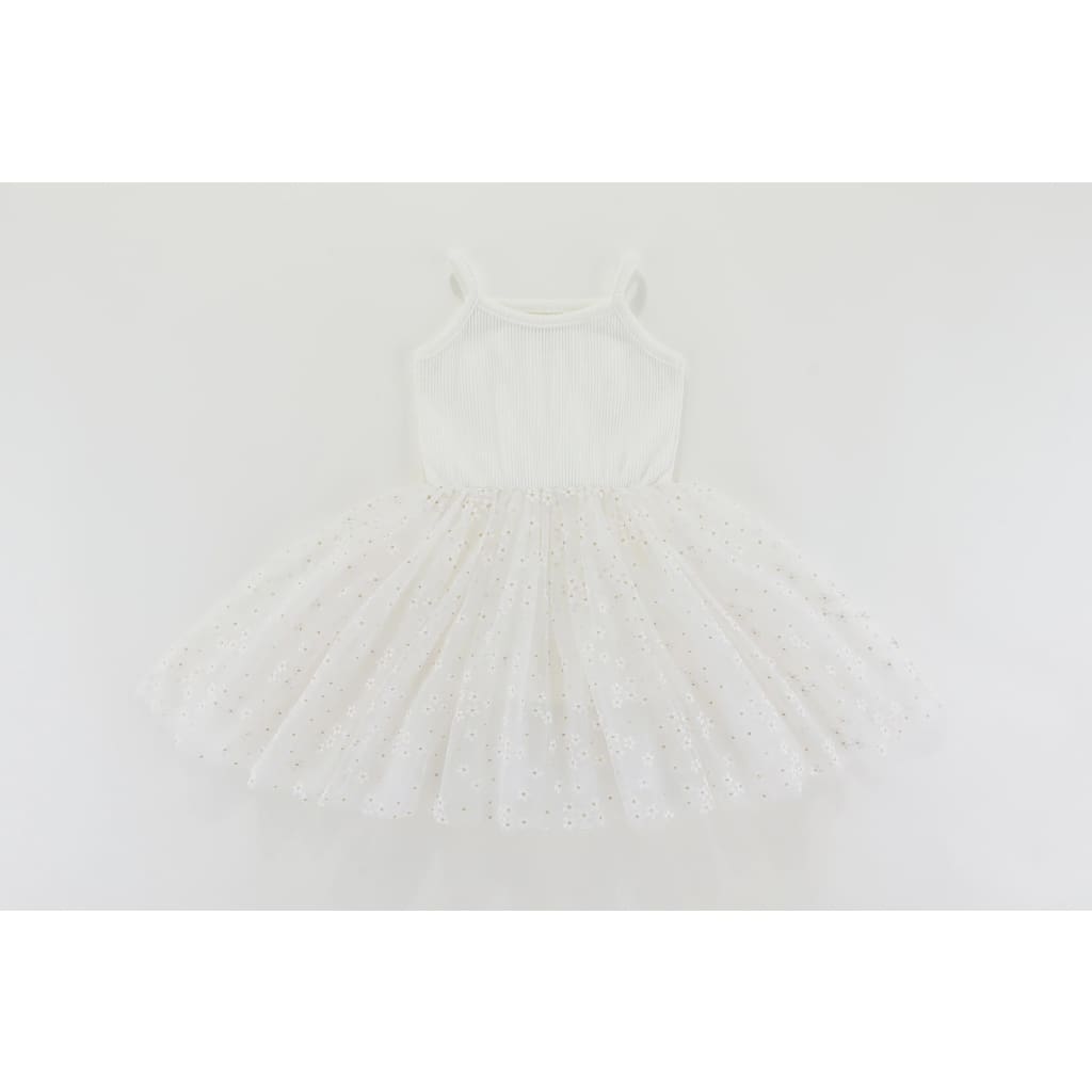 Valentina Tutu Dress - White Flowers - Girls Baby Clothing