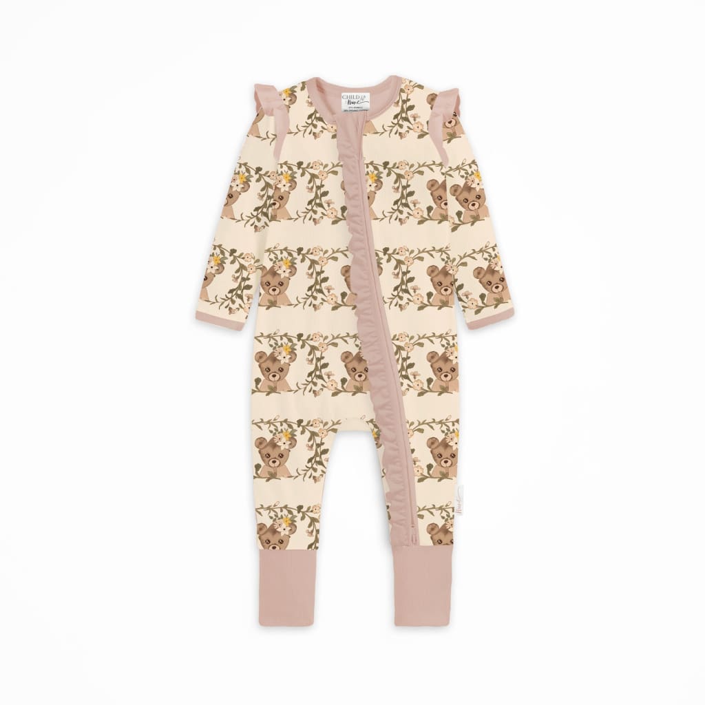 Vintage Teddies - Bamboo Zipsuit Girls Baby Clothing