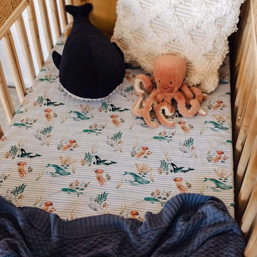 Whale - Fitted Cot Sheet - Sleep>Bedding
