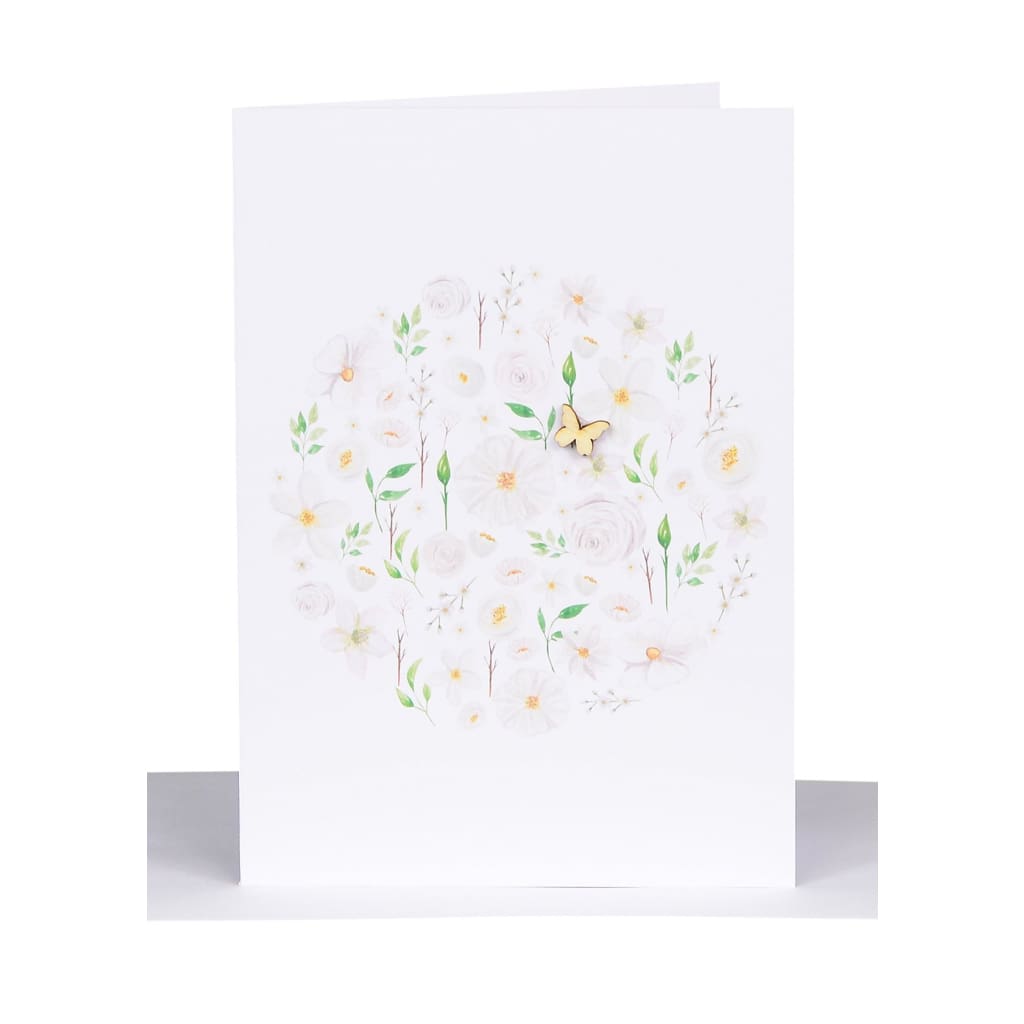 Lil’s Cards - Assorted - White Flowers - Wooden Butterfly - accessories