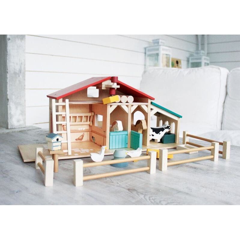 Wooden toy farm set by Tender Leaf