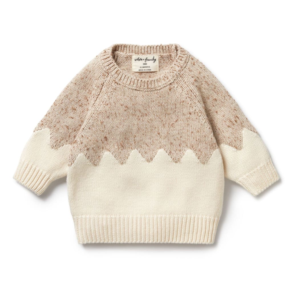 Almond Fleck Knitted Jacquard Jumper - Baby Boy Clothing