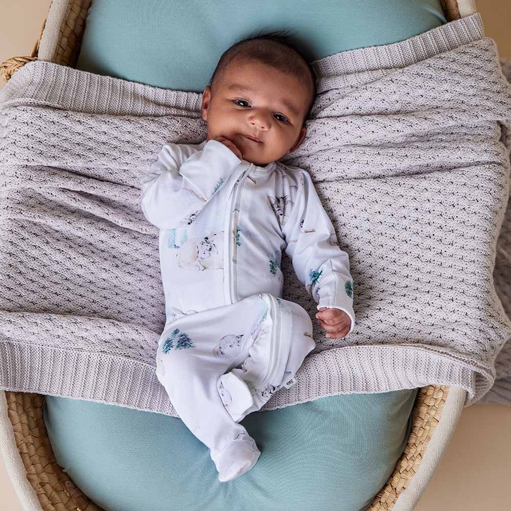 Arctic Organic Snuggle Sleepsuit Zip Footie - Baby Boy Clothing