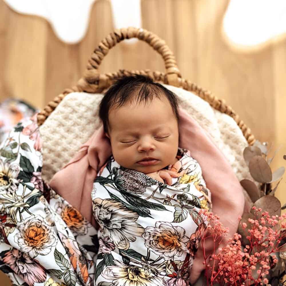 Australiana Organic Jersey Wrap &amp; Topknot Set - Muslins Wraps &amp; Swaddles