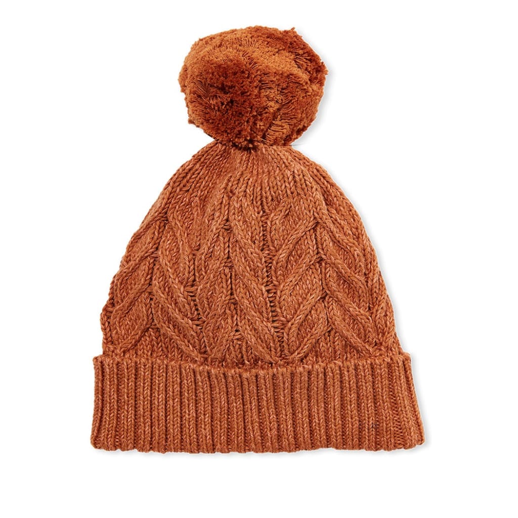 Baby Cable Knit Beanie Rust - Clothing