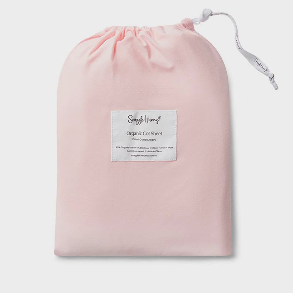 Baby Pink Organic Fitted Cot Sheet - Bassinet &amp; Cot Sheets
