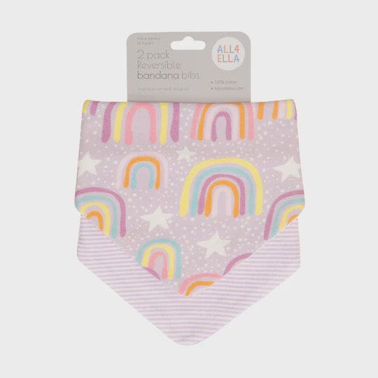 Bandana Bibs 2pk - Lilac Rainbows - Bibs