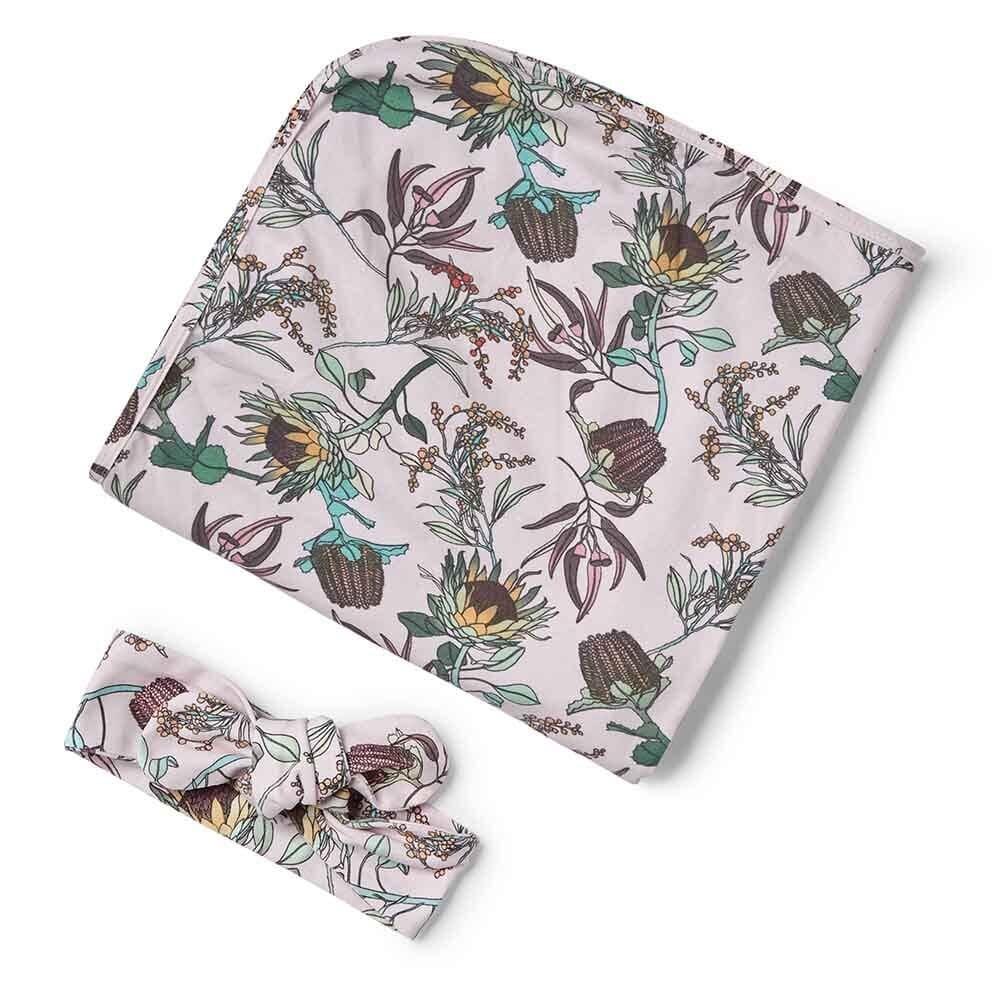 Banksia Organic Jersey Wrap &amp; Topknot Set - Muslins &amp; Swaddle Wraps