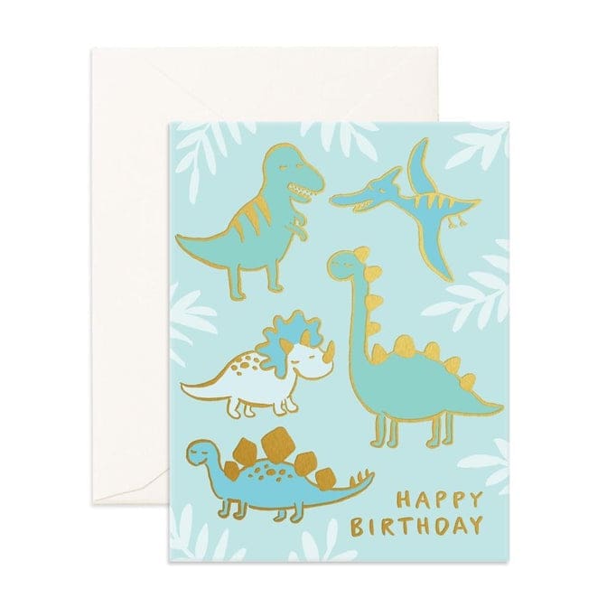 Birthday Dinos Foil Greeting Card - Gifts