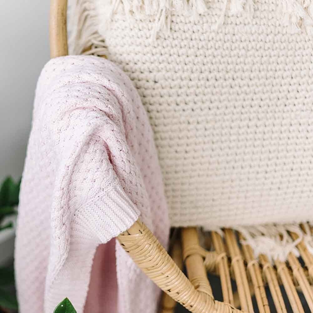 Blush Pink - Diamond Knit Baby Blanket - Sleep&gt;Blankets