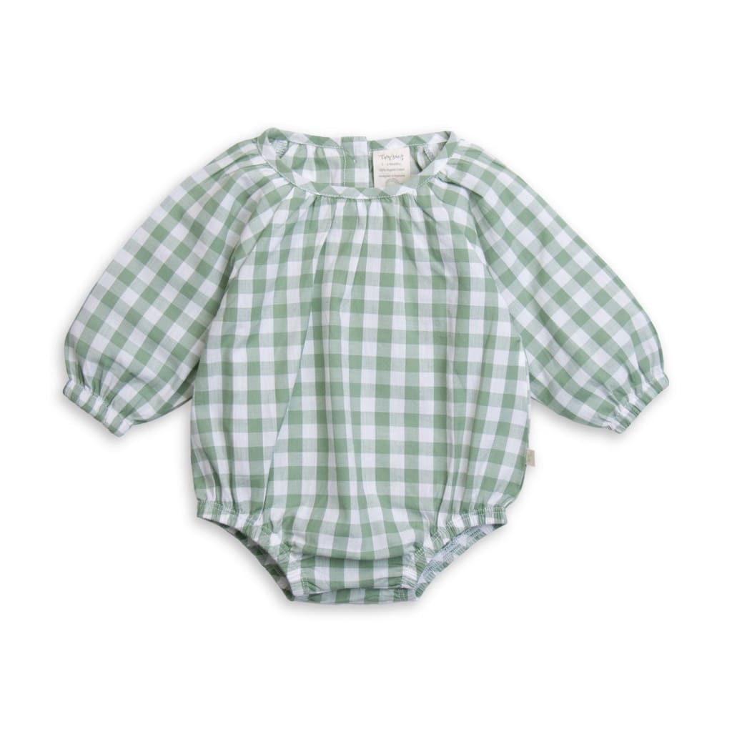 Bodysuit Boho L/S Basil Gingham - Baby Girl Clothing